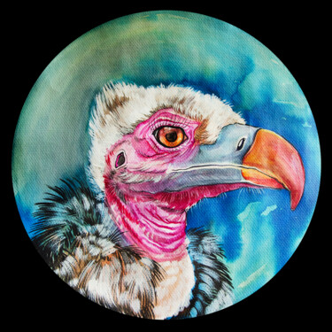 Pintura intitulada "vulture bird portra…" por Merve Gürlek, Obras de arte originais, Aquarela