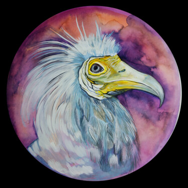 Painting titled "bird portrait :3" by Merve Gürlek, Original Artwork, Watercolor