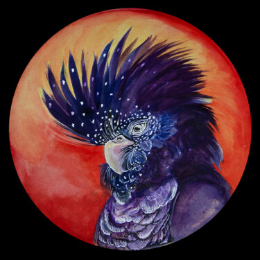 Malerei mit dem Titel "black parrot" von Merve Gürlek, Original-Kunstwerk, Gouache