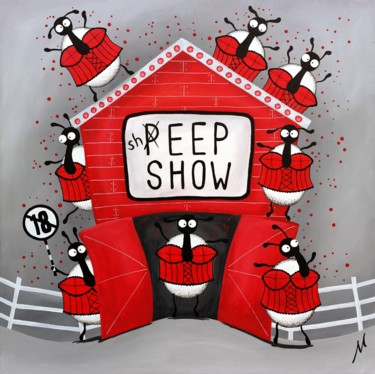 "Sheep Show" başlıklı Tablo Mervyn Tay tarafından, Orijinal sanat, Akrilik Ahşap Sedye çerçevesi üzerine monte edilmiş