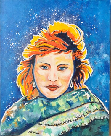 Painting titled "Mary" by Meryl, Original Artwork, Acrylic Mounted on Wood Stretcher frame