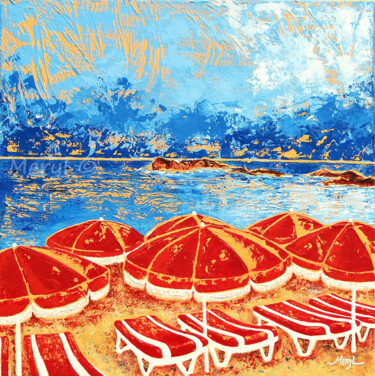 Картина под названием "Orage sur la plage…" - Meryl, Подлинное произведение искусства, Акрил