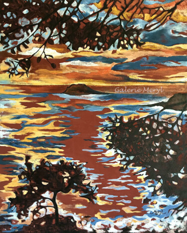 Peinture intitulée "L'île Rousse à Band…" par Meryl, Œuvre d'art originale, Acrylique Monté sur Châssis en bois