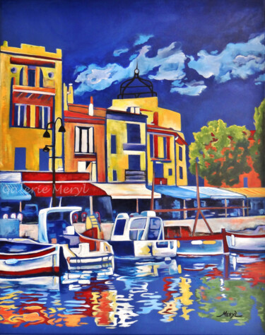 Painting titled "Le port de Cassis" by Meryl, Original Artwork, Acrylic