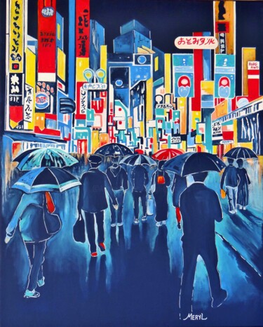 Pintura titulada "Tokyo by night sous…" por Meryl, Obra de arte original, Acrílico