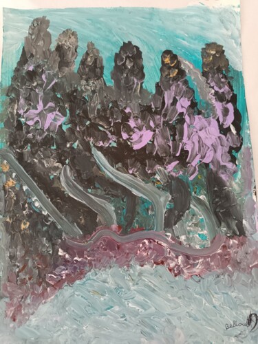 Malerei mit dem Titel "Mer bleue" von Messaouda Bellout, Original-Kunstwerk, Acryl