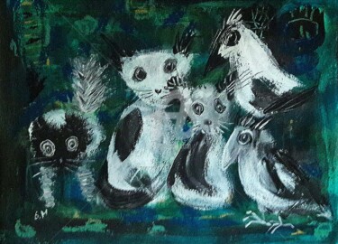 Malerei mit dem Titel "Nachts im Wald" von Silvia Messerli, Original-Kunstwerk, Acryl