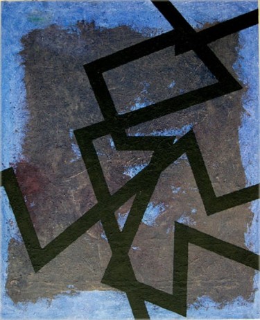 Schilderij getiteld ""Azul y negro - en…" door Manolo Messía, Origineel Kunstwerk, Olie