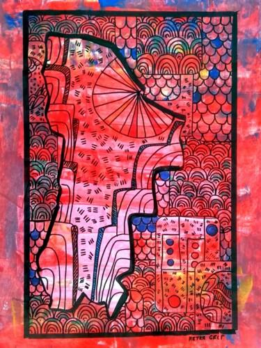 Pintura titulada "Red landscape" por Metka Gelt, Obra de arte original, Acrílico