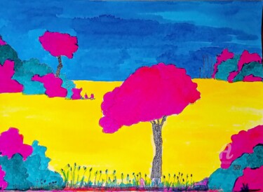 Malerei mit dem Titel "Ink landscape 2" von Metka Gelt, Original-Kunstwerk, Tinte