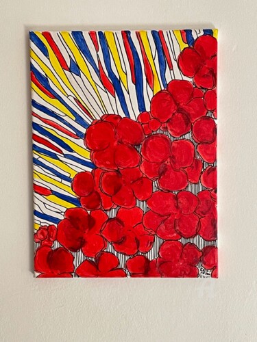 Malerei mit dem Titel "Flower power" von Metka Gelt, Original-Kunstwerk, Acryl