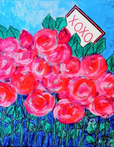 Painting titled "xoxo" by Metka Gelt, Original Artwork, Acrylic