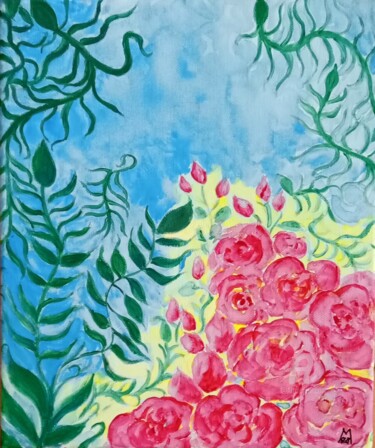 Pintura intitulada "Boho roses" por Metka Gelt, Obras de arte originais, Acrílico