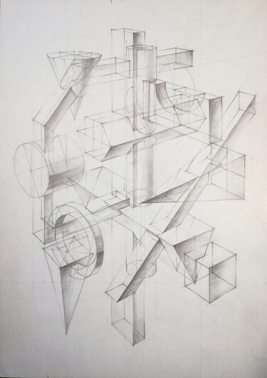 Dessin intitulée "Abstract Geometric…" par Andrew Metto, Œuvre d'art originale, Crayon