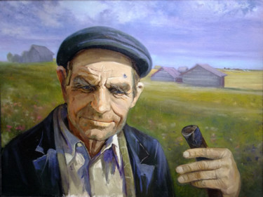 Pintura titulada "Grandfather Efim an…" por Mikhail Fedotov, Obra de arte original, Oleo