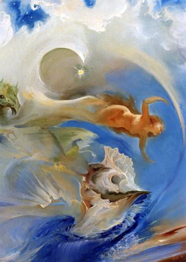 Pintura intitulada "A star is born." por Mikhail Fedotov, Obras de arte originais, Óleo