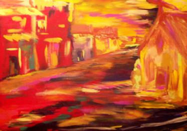 Malerei mit dem Titel "Artists Siesta Town" von Michelle Hilton, Original-Kunstwerk, Öl