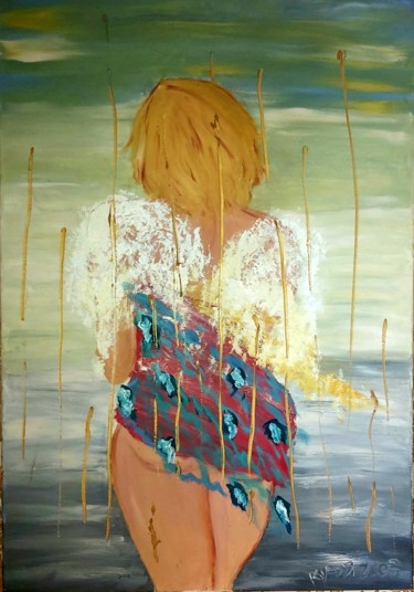 Painting titled "Fallende Engel . Öl…" by Tatiana Kouzminskaia, Original Artwork, Oil