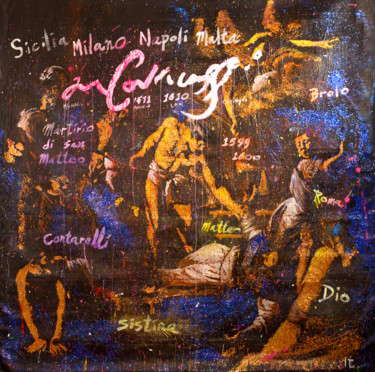 Schilderij getiteld "Caravaggio's Martir…" door Michael Andrew Law, Origineel Kunstwerk, Acryl