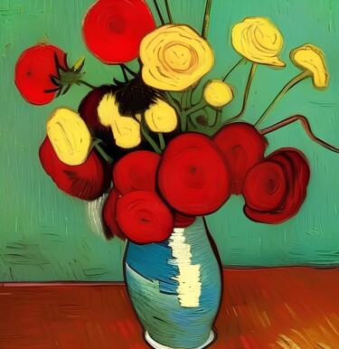 Arte digital titulada ""Flowers on table"" por Michael C Bertsch, Obra de arte original, Pintura Digital
