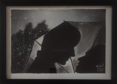 Peinture intitulée "Sous la pluie" par Michael Calon, Œuvre d'art originale, Acrylique