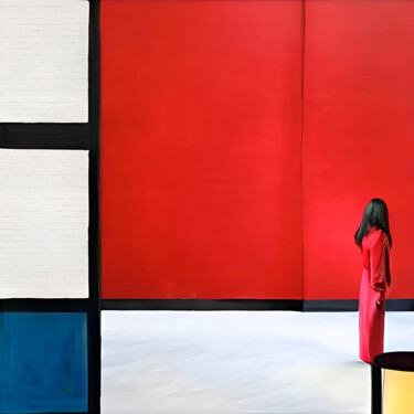 Pintura titulada "Composition with Re…" por Michael Cheung, Obra de arte original, Acrílico Montado en Bastidor de camilla d…