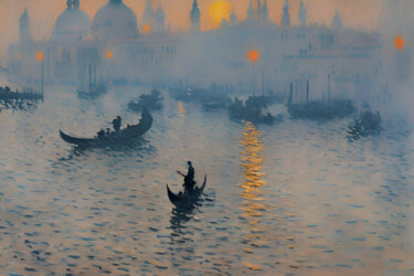 Painting titled "Impression Sunrise…" by Michael Cheung, Original Artwork, Acrylic Mounted on Wood Stretcher frame