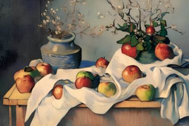 Painting titled "Тasty Apples" by Michael Cheung, Original Artwork, Acrylic Mounted on Wood Stretcher frame