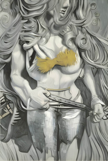 Ζωγραφική με τίτλο "Woman" από Michael Cheung, Αυθεντικά έργα τέχνης, Ακρυλικό Τοποθετήθηκε στο Ξύλινο φορείο σκελετό