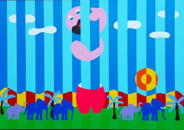 Pintura titulada "PURPUR ELEPHANTS" por Michael Hartfelder, Obra de arte original, Acrílico Montado en Bastidor de camilla d…