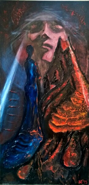Malerei mit dem Titel "L'explosion du Mont…" von Michael Jiliak, Original-Kunstwerk, Öl