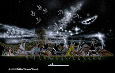 Pittura intitolato "Lakota Myth" da Michael Lee Willcuts, Opera d'arte originale, Acquarello