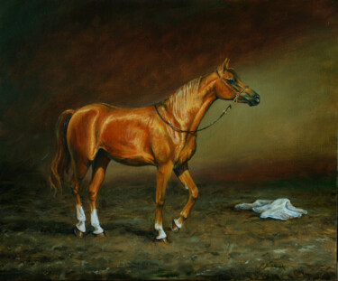 Painting titled "Before the show" by Michael Nowakowski, Original Artwork, Oil Mounted on Wood Stretcher frame