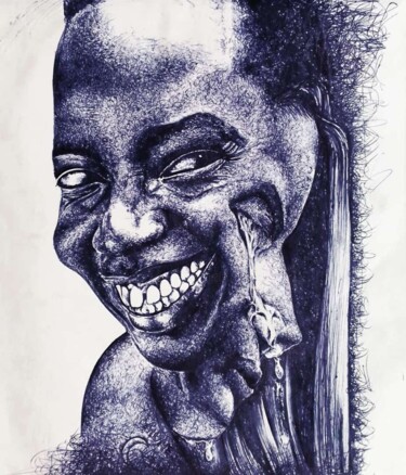 Рисунок под названием "Psalm 30:5-7" - Michael Oluwajuwonlo Akolawole, Подлинное произведение искусства, Шариковая ручка