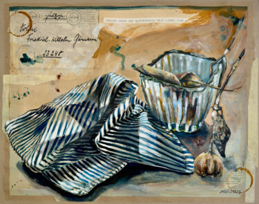 Malerei mit dem Titel "Stillleben mit Tuch" von Michael Rehr-Hoffmann, Original-Kunstwerk, Acryl