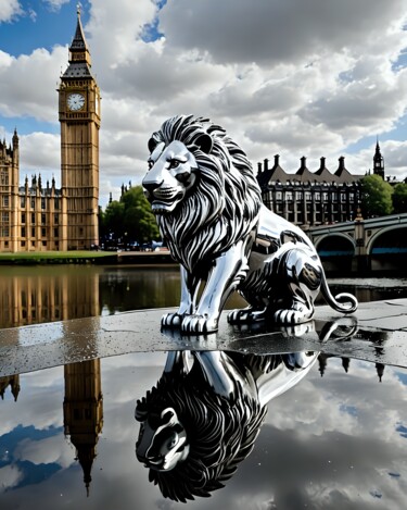 "LION LONDON" başlıklı Dijital Sanat Michael Szczepanik tarafından, Orijinal sanat, AI tarafından oluşturulan görüntü