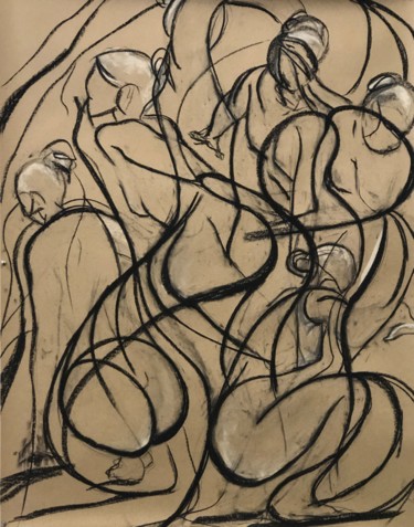 Desenho intitulada "Caitlin Dancing II" por Michael O’Briant, Obras de arte originais, Carvão
