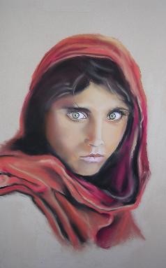 Peinture intitulée "Jeune afghane" par Michago, Œuvre d'art originale