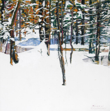 Pittura intitolato "winter stream" da Micheal Zarowsky, Opera d'arte originale, Acrilico
