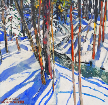 「mountain stream」というタイトルの絵画 Micheal Zarowskyによって, オリジナルのアートワーク, アクリル
