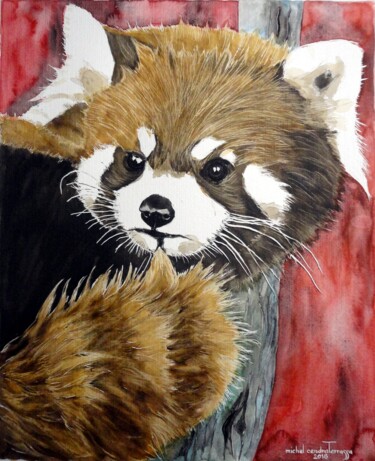 Malerei mit dem Titel "PANDA  ROUX  4" von Michel Cendra-Terrassa, Original-Kunstwerk, Aquarell