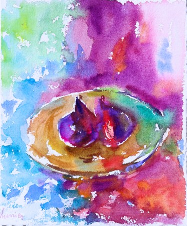 Painting titled "Figues de Provence…" by Michel Charrier, Original Artwork, Watercolor