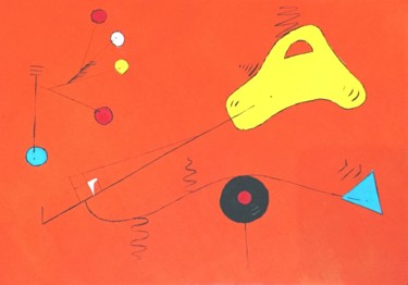 Peinture intitulée "Éléments sur fond o…" par Mac, Œuvre d'art originale