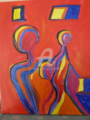 Картина под названием "La marche" - Tomy, Подлинное произведение искусства, Акрил Установлен на Деревянная рама для носилок