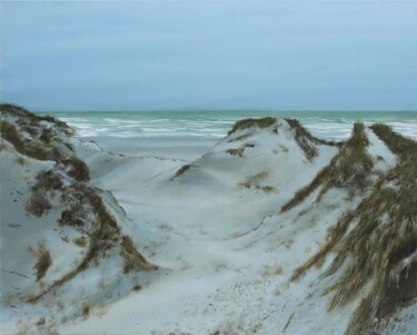 Painting titled "Dunes du Marquenter…" by Michel De Ruyck, Original Artwork, Oil Mounted on Wood Stretcher frame