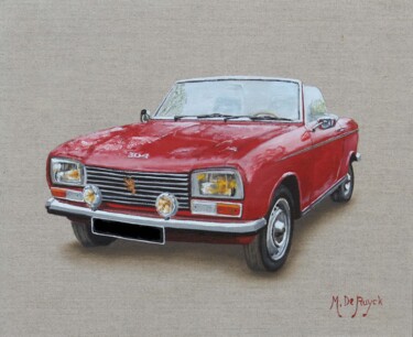 Painting titled "Peugeot 304" by Michel De Ruyck, Original Artwork, Oil