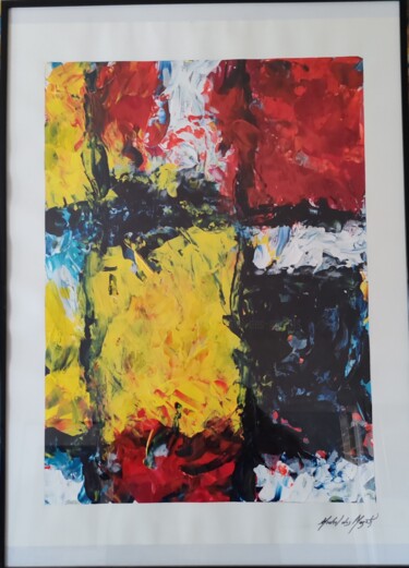 Painting titled "abstract in blue C" by Michel Des Mazots, Original Artwork, Acrylic