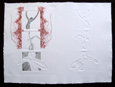 Estampas & grabados titulada "La danse verticale" por Michel Gautier, Obra de arte original