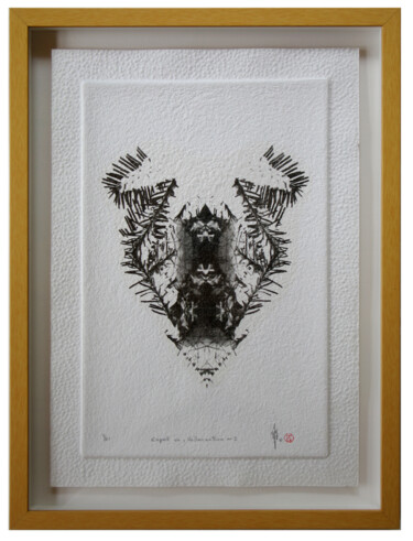 Printmaking titled "Esprit vu" by Michel Gautier, Original Artwork, Embossing Mounted on Cardboard