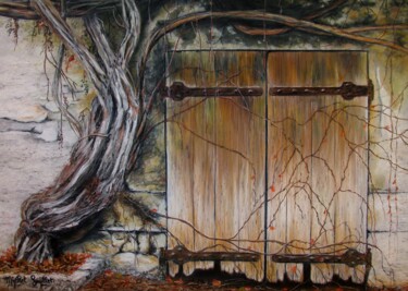 Dessin intitulée "La vieille porte -…" par Michel Guillet, Œuvre d'art originale, Pastel